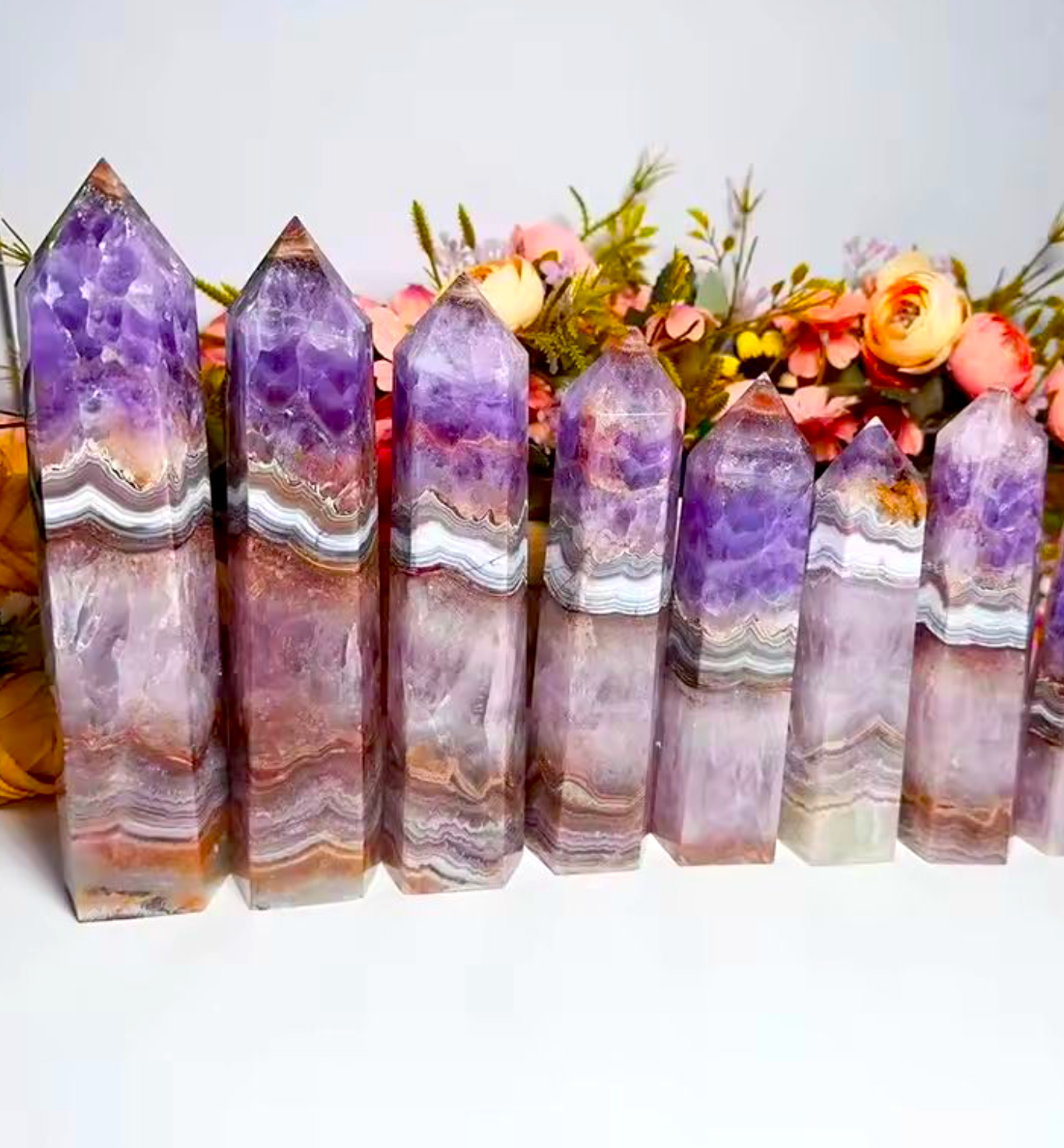 Amethyst Lace Agate Tower Gemstones Craft Point Crystal Healing Stone for Home Decoration
