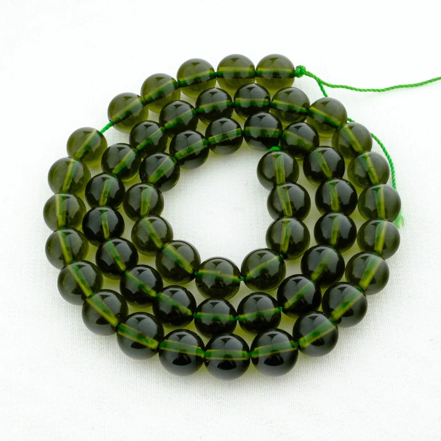 5A+ Moldavite Gemstone Strand, 8mm Natural Green Stone