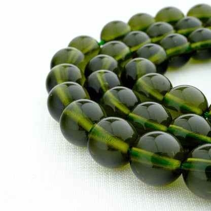5A+ Moldavite Gemstone Strand - 8mm Natural Green Stone